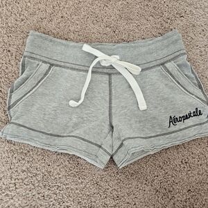 Aeropostale Women's Gray Stretch Tie-Waist Athletic Shorts Size XS